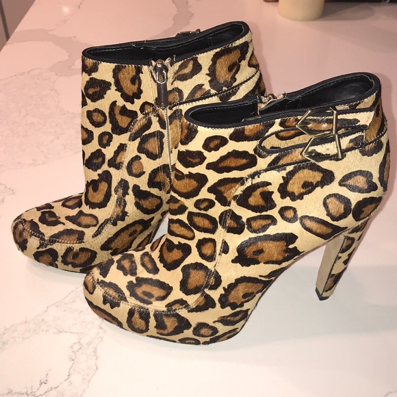 Sam Edelman leopard fur boots heels 8 - Picture 9 of 9
